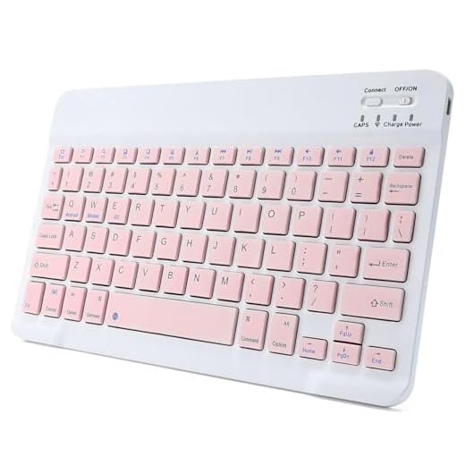 KUNSI Bluetooth Keyboard for iPad, Rechargeable Slim Portable Wireless Keyboard for iPad Tablets, Compatible for All iOS/Windows/Android System Devices-Pink