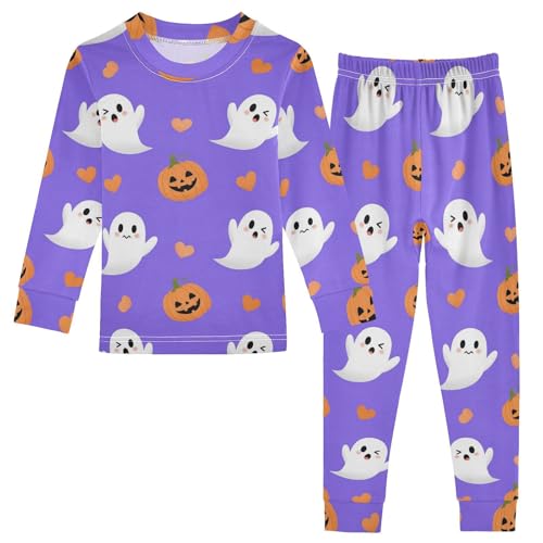 Pajama Sets Long Sleeve Halloween Ghosts and Pumpkins Soft Comfy Sleepwear 2 Piece PJS 3-8T