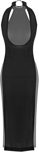 Miniatura 2 de Vestido de lencería sexy con cuello halter ultra fino para mujer, con piernas de abertura alta, camisón Cheongsam para discoteca