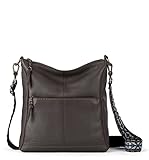 The Sak Lucia Crossbody Bag in Leather, Convertible Purse with Adjustable Strap, Slate