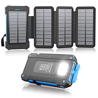 Solar Power Bank 38800mAh with 4 Solar Panels, Portable Charger USB C 18W Fast Charge for iPhone Samsung, IP67 Waterproof Outdoor External Battery Pack with Flashlight Light/SOS/Strobe