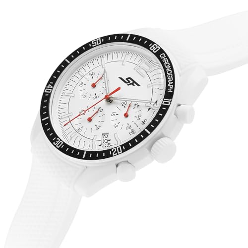 Image of SF Genesis-Bold Chronograph Quartz Analog with White Dial White Silicon Strap Watch for Men - 77186PP05