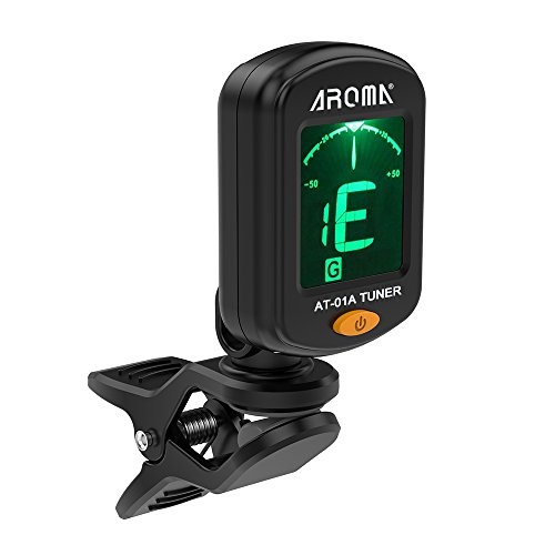 AT-01A Rotativo Clip-on Tuner Display LCD para Guitarra Cromática Baixo Ukulele Violino