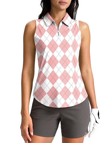 G Gradual Womens Golf Shirt Sleeveless Zip Up Polo Shirts - image 1
