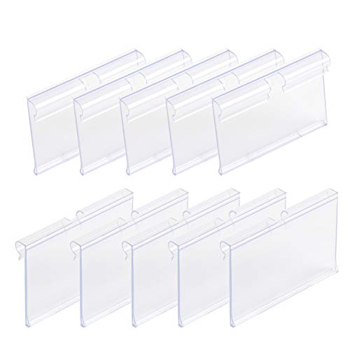 SBYURE 60 PCS Clear Plastic Label Holder for Wire Shelf Retail Price Label Holders Bin Labels Clip On Shelf Labels Merchandise Sign Display Holder for Supermarket Shop (6cm x 4cm)