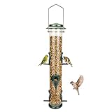 Metal Bird Feeder Tube Hanging Wild Bird Feeders Aluminum Six Port Hummingbird Feeder,1.4 mm Extra Thick Solid Tube Transparent with Steel Hanger Great for Attracting Birds