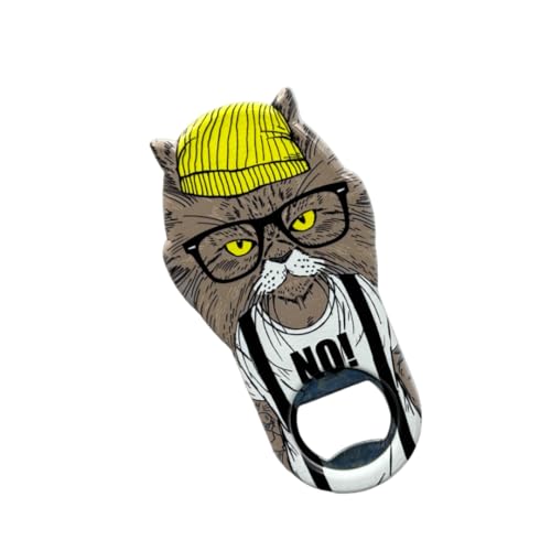 Cute Cat Bottle Opener Magnet,Refrigerator Magnet Silicone Metal Bottle Opener for Beer Coke Bartender Kitchen Barware Metal Novelty Cute Fun Shape,Unique Birthday Beer Gifts Ideas 4,5 inç