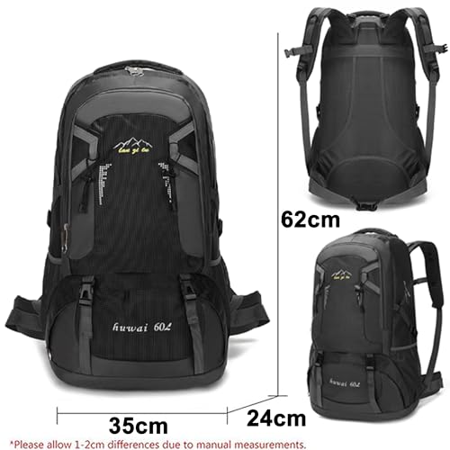 Mxaeyar 60L Hiking Backpack,Waterproof Travel Backpack,Lightweight Camping Rucksack with Machine Washable Design,Unisex Trekking Bag for Outdoor Adventures, Cycling, Daily Use - Image 4