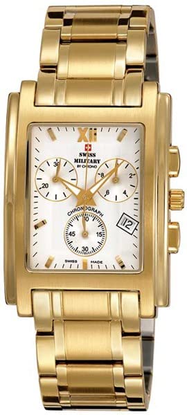 Montre Homme Swiss Military quartz acier inoxydable doré et étanche