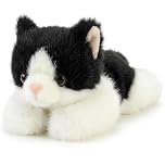 WaaRiuQ 1Pcs 18cm Cat Teddy, Black And White Cat Plush, Soft Cat Plush Toy For Bedtime Cuddling, Stress Relief And Emotional Support, Black Cat Soft Toy For Home And Office Decoration