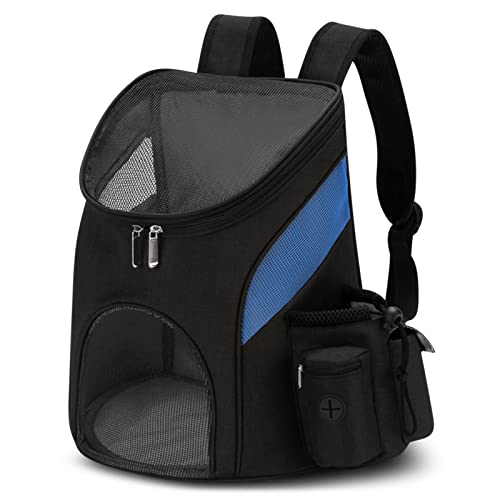 ALLSOPETS Transportin Gato Mochilas para Gatos Mochilas Portaperros Mascotas Mochila para Viajar en Tren Automóvil Restaurante hasta 3 KG Azul A Cover