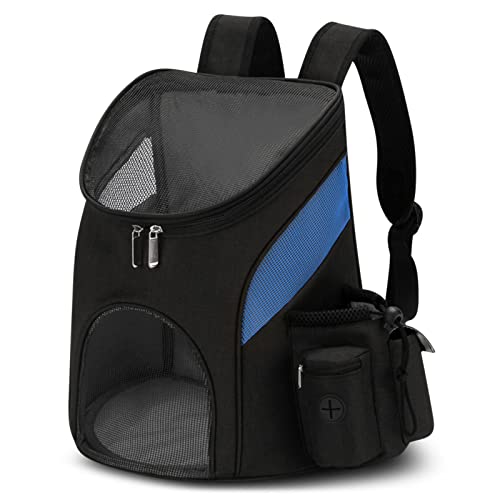 ALLSOPETS Transportin Gato Mochilas para Gatos Mochilas Portaperros Mascotas Mochila para Viajar en Tren Automóvil Restaurante hasta 6 KG Azul A