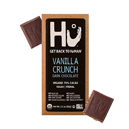 Hu Chocolate Bars | 8 Pack Vanilla Crunch Chocolate | Natural Organic Vegan, Gluten Free, Paleo, Non GMO, Fair Trade Dark Chocolate | 2.1oz Each