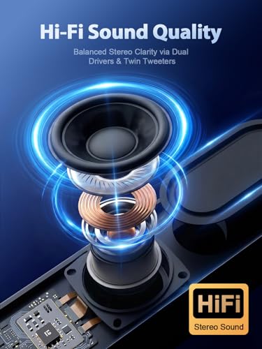 Image of Bluedee Computer Speakers for Desktop PC, Rechargeable Computer Sound Bar with Hi-Fi Stereo Sound, Bluetooth 5.3 & 3.5mm AUX, Slim PC Soundbar for Desktop, Laptop, Monitor & Gaming Setup