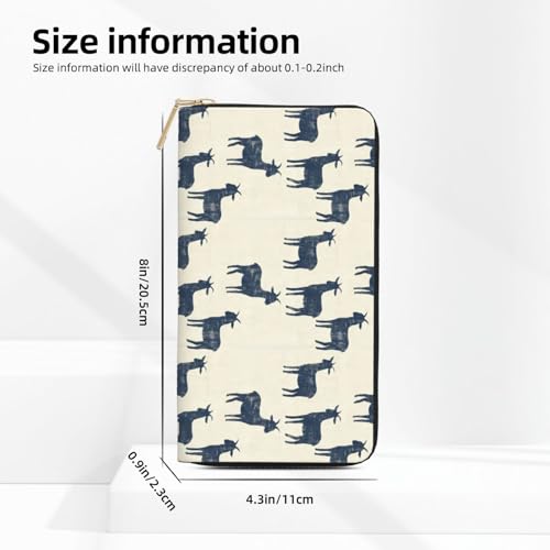 Rustic Goat Silhouette Print Wallet Women Men, Long PU Leather Wallets for Women, Cute Womens Travel Wallet Purse Pouch with Zipper Pocket3