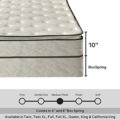 Mattress Solution 10-Inch Medium Plush Pillowtop Innerspring Mattress And 8" Wood Box Spring For Mattress, King Beige #TOP1