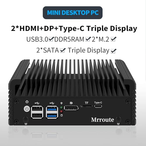 Image of Alder Lake-N i3-N305 8C /8T Fanless Mini Router,No RAM No SSD,DDR5,4X i226-V Lans,2X HDMI&DP&Type-C, 3 Screens Display Mini Desktop Computer