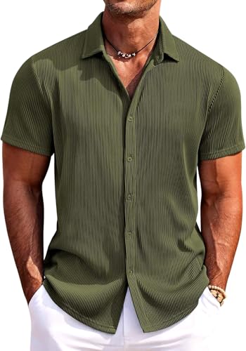 Image of CB-COLEBROOK Casual Shirt for Men|| Shirt for Men|| Men Stylish Shirt|| Men Vertical line Shirt|| Button Down Shirts Short Sleeve Fashion Textured Beach Summer Shirt Top