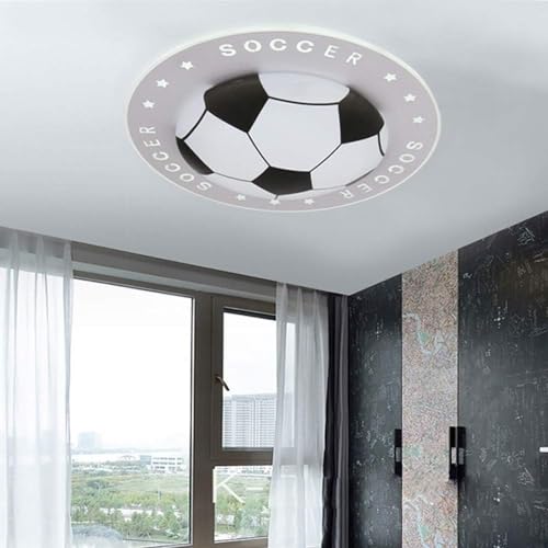 AAHOME 20.5" Soccer-Patterned Ceiling Light, Modern Kids Room Decor, Ceiling Fixture, For Boys Kids Room Children Bedroom Amusement Kindergarten Lighting(Color:3-color light,Size:52cm)