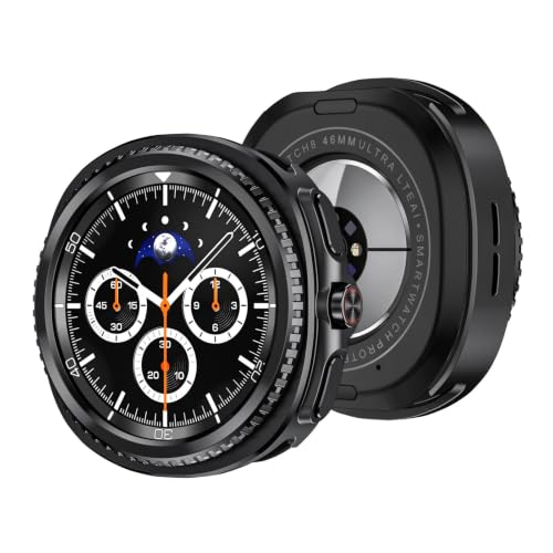 Coque Galaxy Watch 8 Classic noire, finition métal haut de gamme