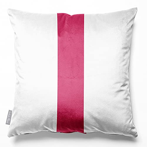 Image of Izabela Peters Cushions With Covers Included, Filled Cushion, Eco-Friendly Velvet Cushions, 40 cm, 1 Stripe - Pink, Chair Cushions, Sofa Cushions, Seat Cushions, Large Cushions