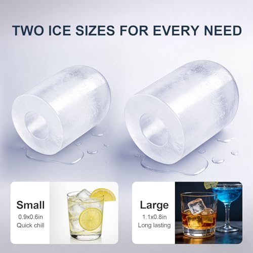 Image of 38lbs Per Day Countertop Ice Maker, 9 Ice Cubes in 3.5 Minutes, Self-Cleaning Portable Ice Machine with 2 Bullet Sizes for Kitchen, Camping, RV, and Party