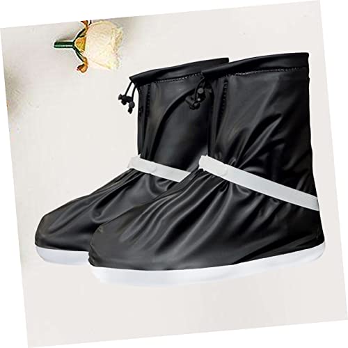 Cubrecalzados de PVC para lluvia, par extra grande (XL), negros, impermeables, con suela antideslizante, para actividades al aire libre miniatura 3