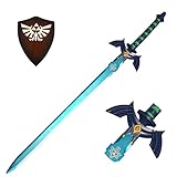 lkjad Link's Master Sword Zelda Samurai Sword Real Metal Skyward Sword Japanese Anime Swords Game Cosplay Full Tang Blue Sheathless Blue