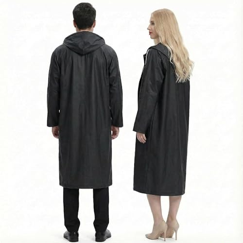welsberg 2 Stück Regenponcho Damen und Herren Wasserdicht Atmungsaktiv Regenjacke Regenschutz Reganmantel für Festival Konzert Camping Wandern Angeln Sport, Schwarz