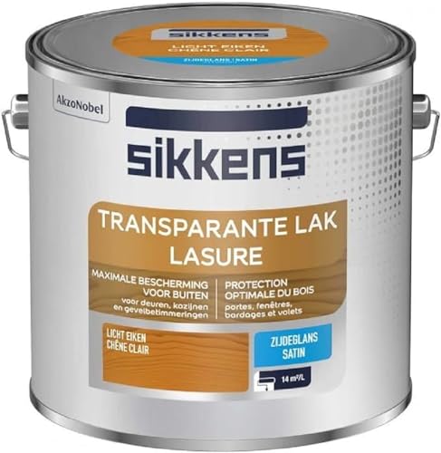 Sikkens - Lasure Satin pour Boiseries Extérieures - Tous types de bois, sous-couche intégrée, protection pendant 7 ans - Chêne Clair 2,5 L