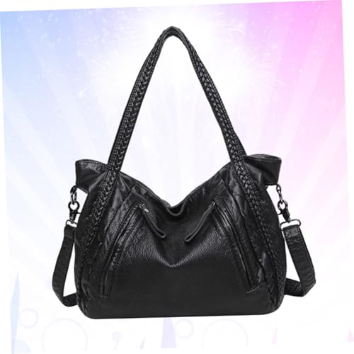 Sac à main élégant en cuir tissé noir au design rétro chic et raffiné
