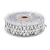 Amosfun 10M Weihnachtsbaum Schneeflocken Band Weihnachtsbänder Weihnachten Geschenkband Christbaumschmuck Schleifenband Dekoband für Geschenkverpackung Handwerk DIY Deko