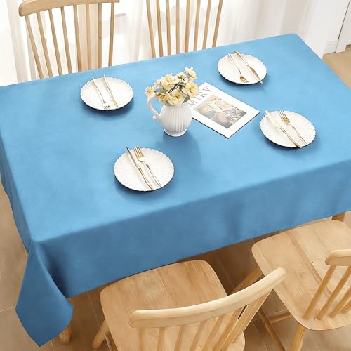 Nappe de table antitache polyester lavable pour repas de fête bleu