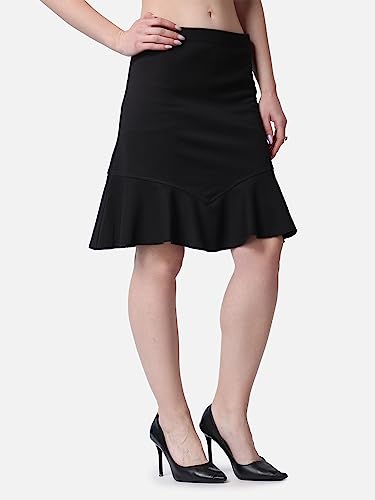 Image of POPWINGS Casual Twill Frill Knee Length Pencil Skirt for Women || Stylish Summer Skirt for Women || Knee-Length Skirt for Women || Semi-Formal Women Skirt