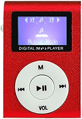 areclern Mini MP3 Player LCD Screen Music Player Support TF Card Metal Clip USB Portable Media Player for Running Red