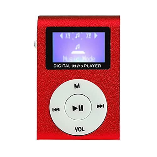 Areclern Mini Mp3 Player Lcd Screen Music Player Support Tf Card Metal Clip Usb Portable Media Player For Running Red #TOP28