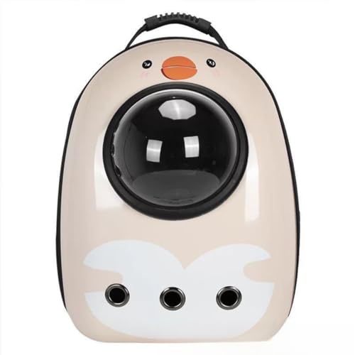 zfadgru 猫 キャリーバッグ 小型犬 ペットリュック ドーム型 宇宙船デザイン 持ち運び便利 旅行にお出かけに最適 ペットバックパック ポータブルキャプセル (ペンギン アカチャン) (ベージュ)