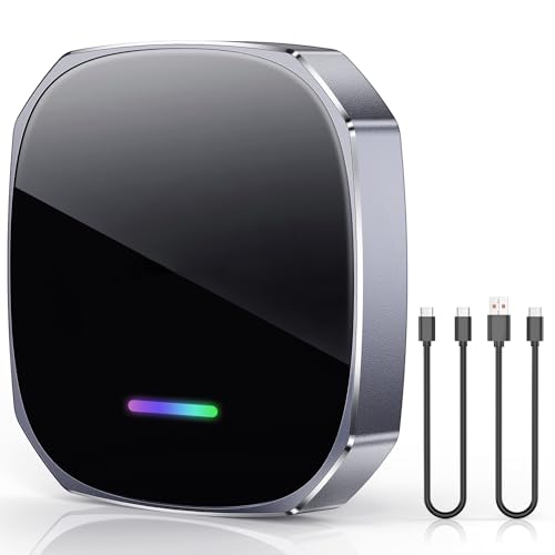 Visoud AI Magic Box for Streaming Netflix YouTube, Mini Android Auto & CarPlay Wireless Adapter with 5.8GHz WiFi Stable Connection, 3-5s Auto Connect, Compatible with iPhone 8+, Android 10+(Black)