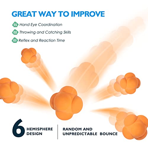Gse Reaction Ball, Field Training Ball, Agility Trainer For Baseball, Rubber Reaction Bounce Balls For Hand-Eye Coordination & Speed Reflex Training (Orange) #TOP3