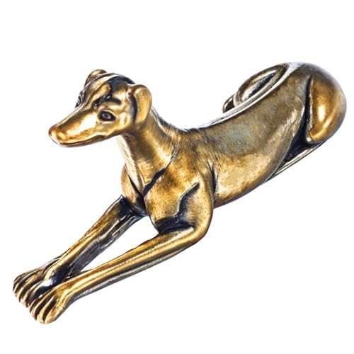 GEEHUA Mini Solid Brass Miniature Vintage Delicate Greyhound Desk Ornament Brass Dog Figurine Small...