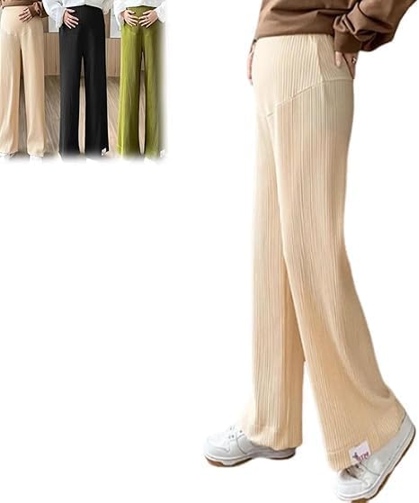 Women's Ruffled Maternity Pants, Maternity Pants, High Waist Comfortable Loose Wide Leg Maternity Pants