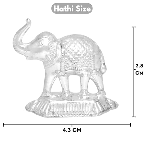 Image of Vail Creation Silver Hathi Vastu Idol Decoration Items for Rahu Pooja Worship | German Silver Elephant