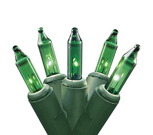 100- Count Green Mini Christmas Light Set, 20.6 ft Green Wire