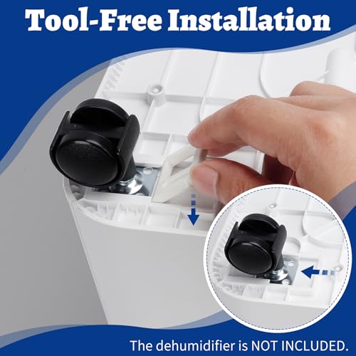 Wintcomfort Dehumidifier Wheel Kit Compatible with Midea Cube Dehumidifier, Easy-Move Wheel Casters for Basement Dehumidifiers Mobilization, Replacement Wheel Accessories, 4 Pcs, Black