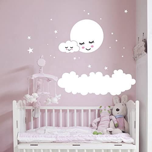 Décoration chambre bébé stickers muraux lune pour nuits douces