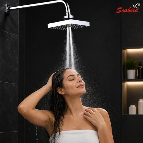 Image of SEABIRD ABS AutoSwitch 4x4 Inch Shower Head | 3 Modes: Rain, Dancing & Mist | Auto Mode Change via ON /OFF Works Only with 3 Bar Water Pressure or Pump | Low Pressure May Cause Single /Mixed Modes