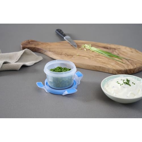 EMSA Clip & Close Frischhaltedose, rund, 0,15 L, Aufbewahrungsbox, 100 Prozent dicht, spülmaschinen-, gefrier-, mikrowellenfest, Transparent, Blau, Made in Germany, 508550 – Bild 3