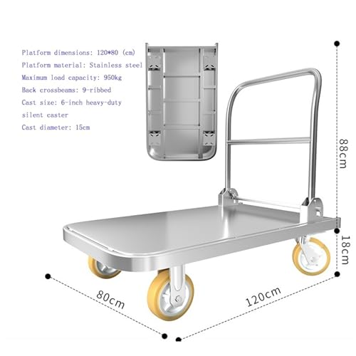 Carretilla plegable de acero inoxidable con plataforma y ruedas miniatura 2