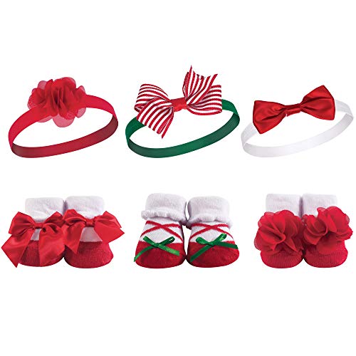 Image of Hudson Baby Girl's Headband and Socks Giftset