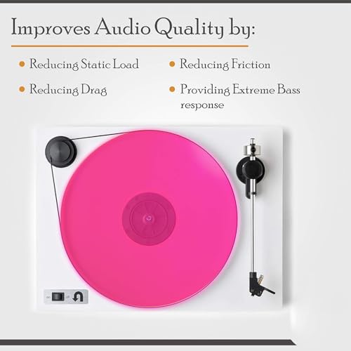 WOOXGEHM Acryl Plattenspielermatte für 12 Zoll Plattenspieler, Geräuscharme, Antistatische Rutschmatte, Acryl Schallplattenteller Slipmat (Transparentes Rosa)